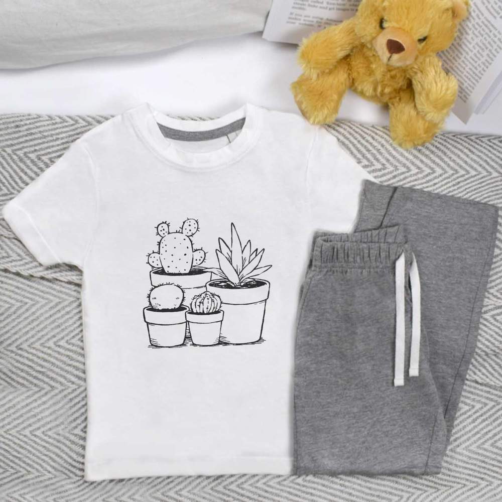 'Cacti Plants in Pots' Kids Nightwear / Pyjama Set (KP053513)