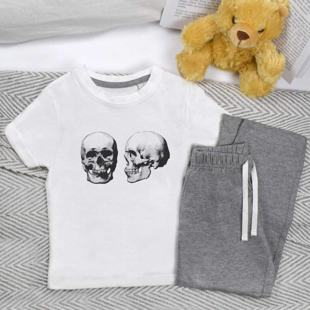 'Two Human Skulls' Kids Nightwear / Pyjama Set (KP053848)