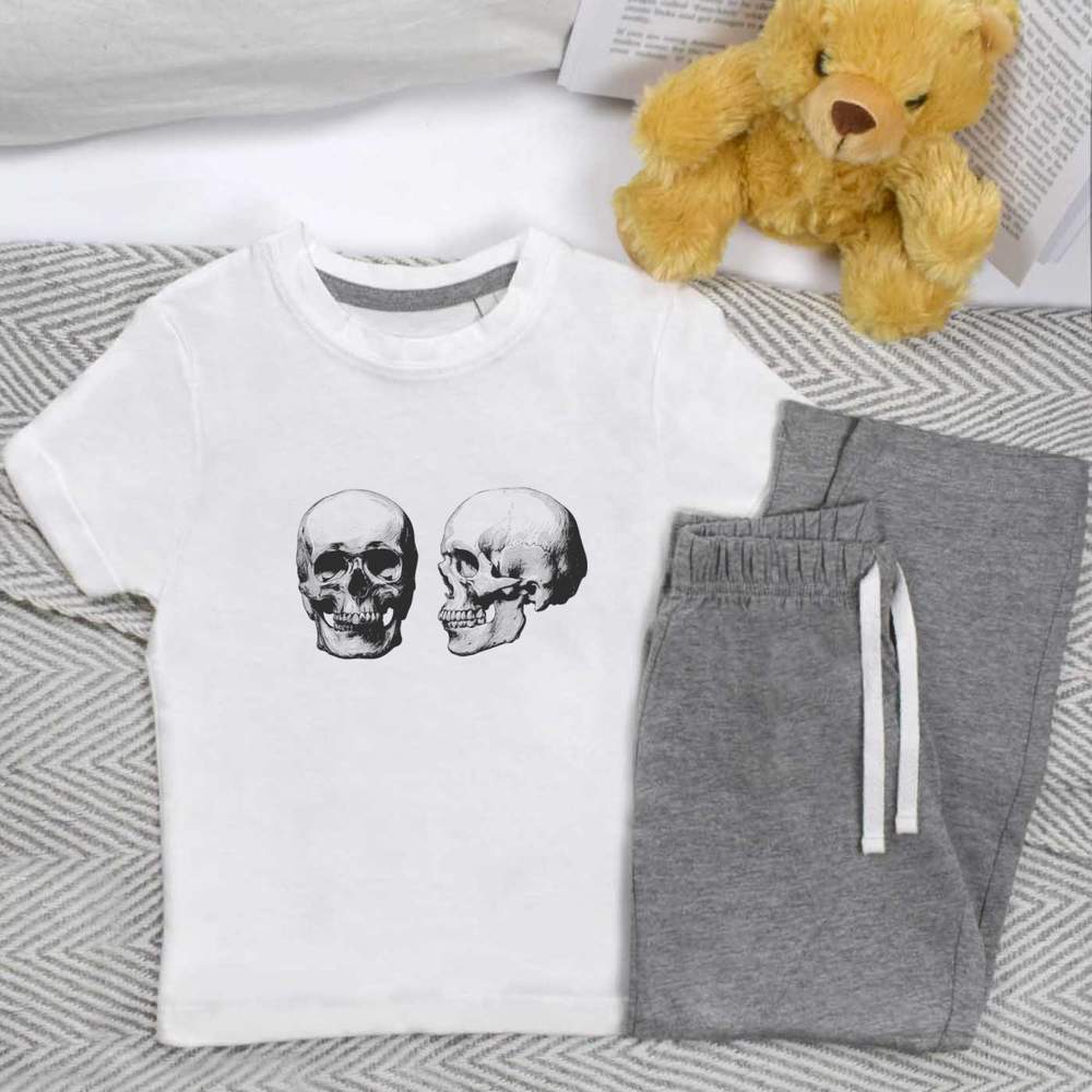 'Two Human Skulls' Kids Nightwear / Pyjama Set (KP053848)