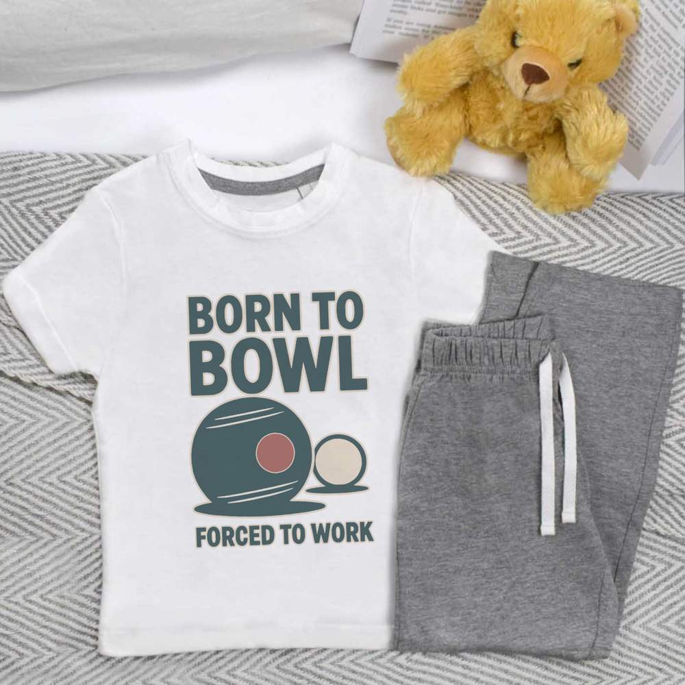 'Born To Bowl, Forced To Work' Kids Nightwear / Pyjama Set (KP054265)