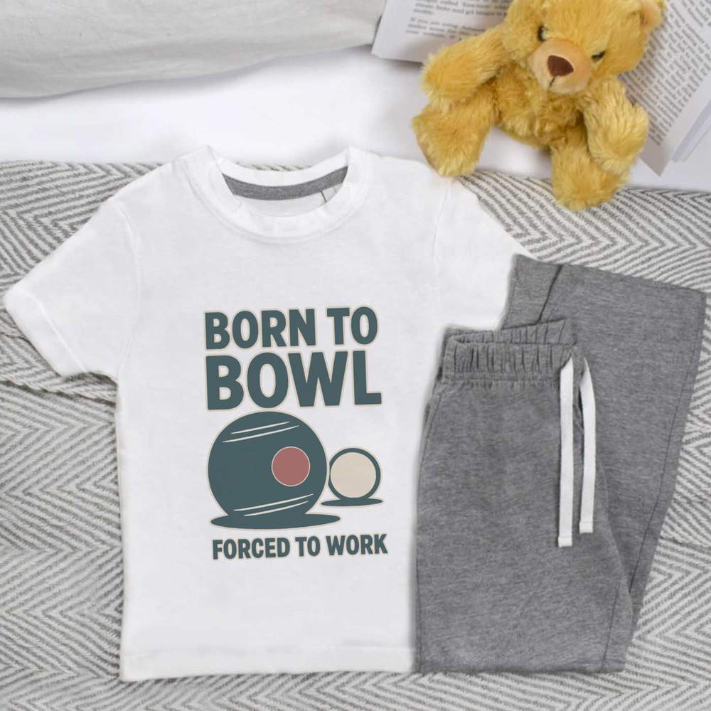 'Born To Bowl, Forced To Work' Kids Nightwear / Pyjama Set (KP054265)