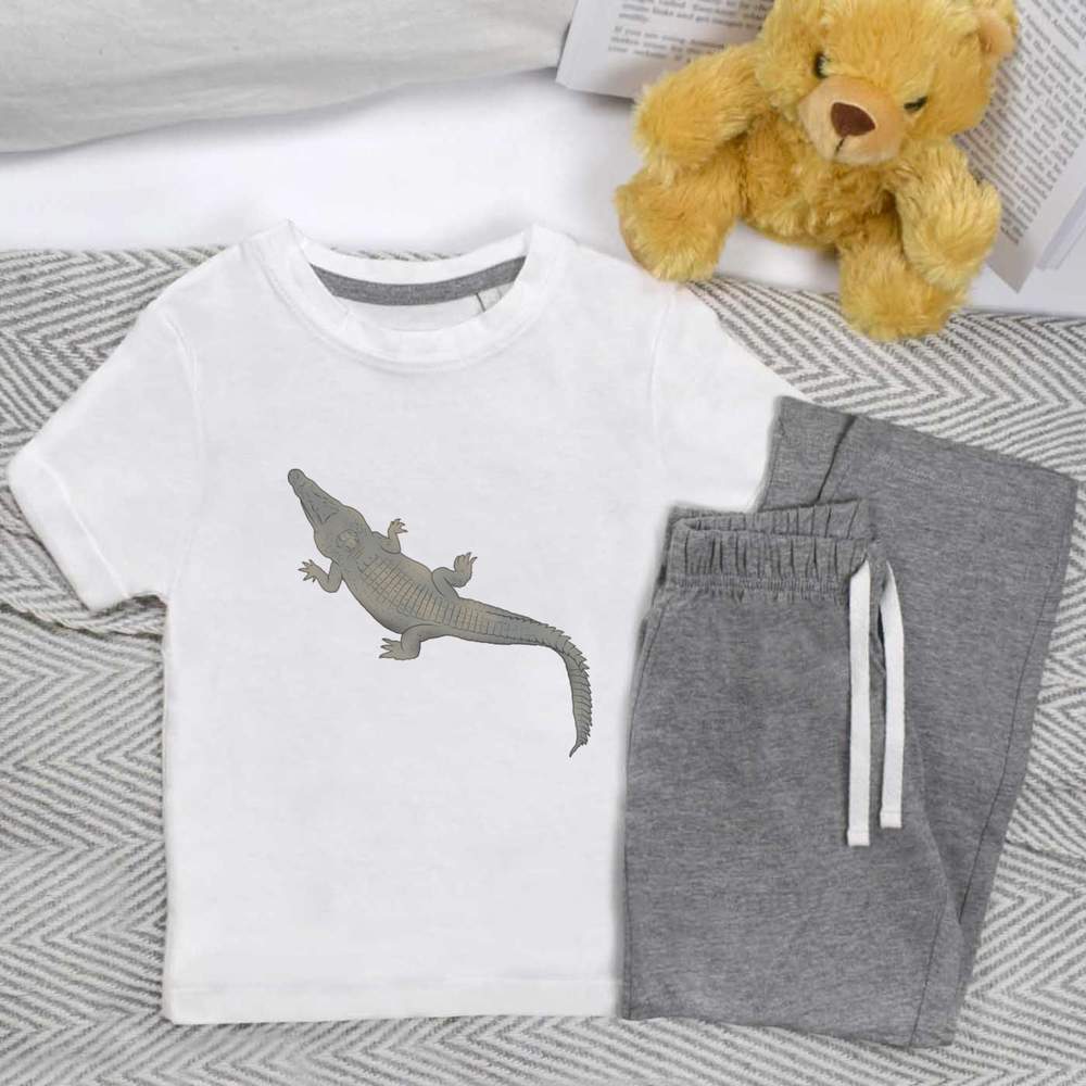 'Alligator Top View' Kids Nightwear / Pyjama Set (KP054607)