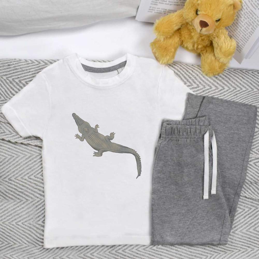 'Alligator Top View' Kids Nightwear / Pyjama Set (KP054607)