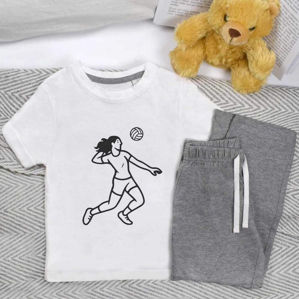'Volleyball Player Action' Kids Nightwear / Pyjama Set (KP055366)