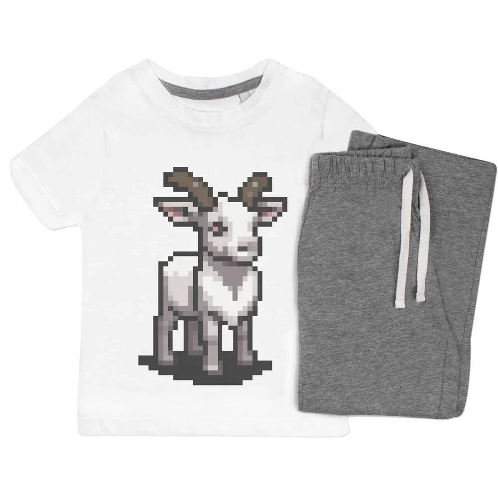 'Pixel Art Goat' Kids Nightwear / Pyjama Set (KP043956)