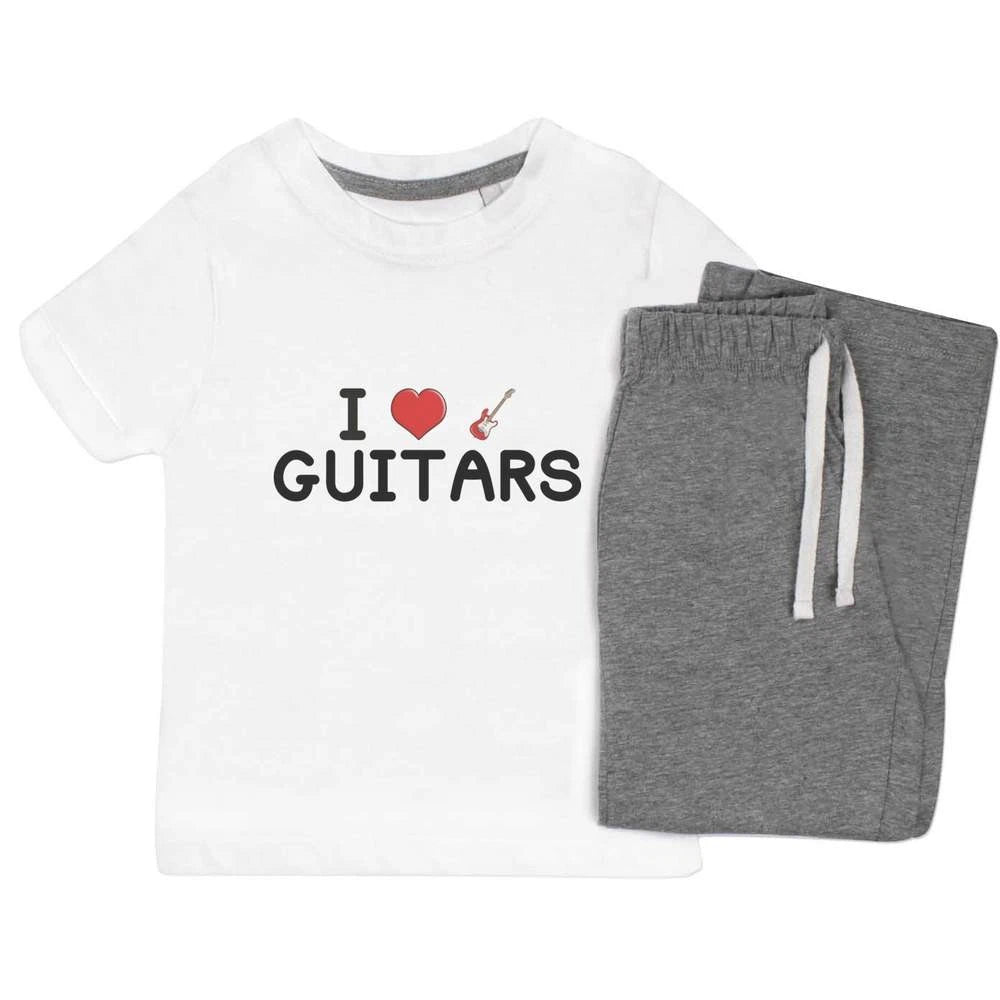 'I Love Guitars' Kids Nightwear / Pyjama Set (KP034296)