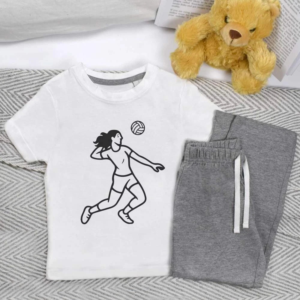 'Volleyball Player Action' Kids Nightwear / Pyjama Set (KP055366)