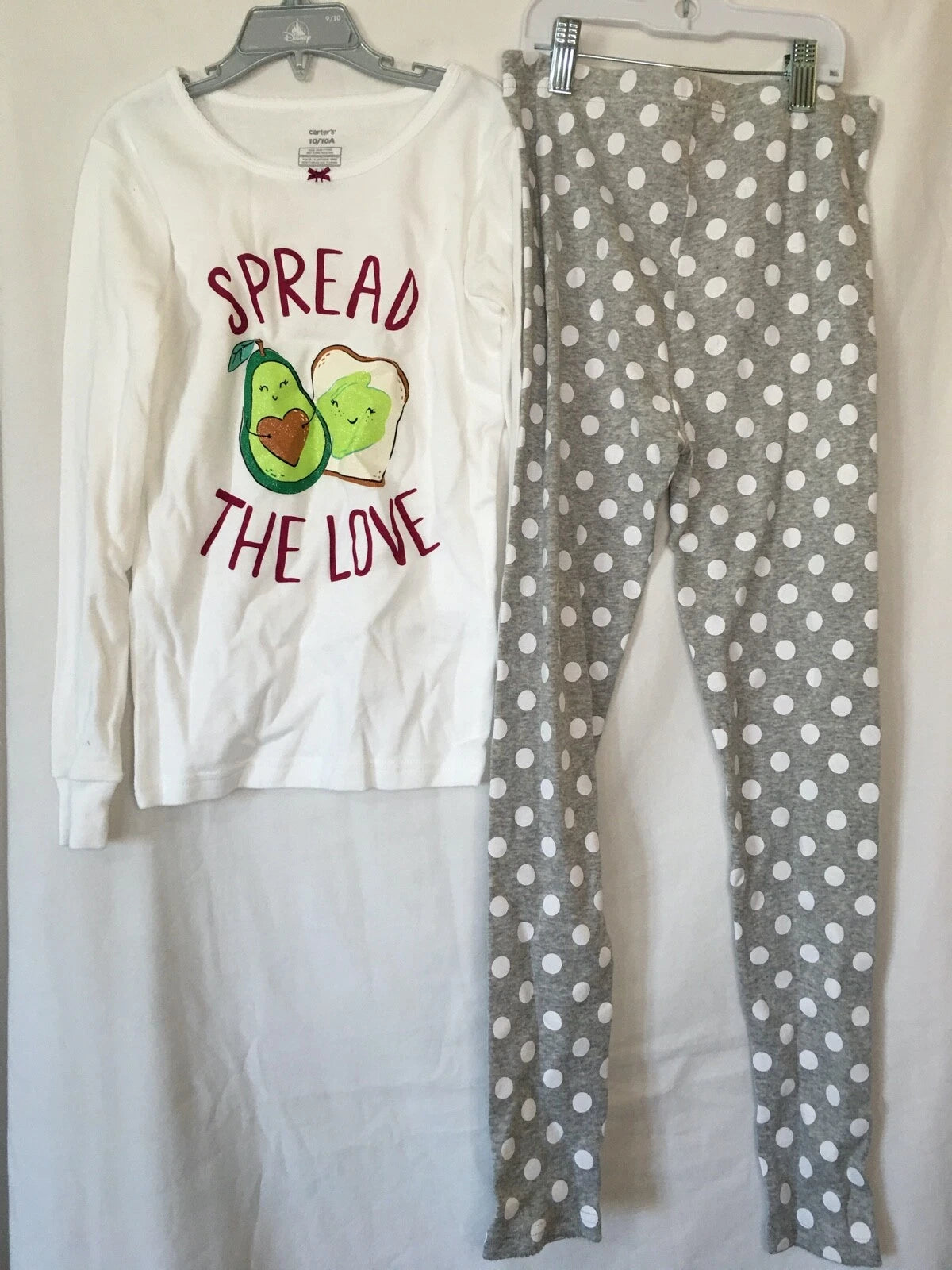 New Carter's Avocado Girls Long sleeve Pajama Set Snug fit White Gray Many Sizes