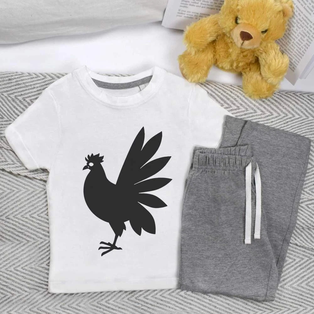 'Cockerel Silhouette' Kids Nightwear / Pyjama Set (KP043866)