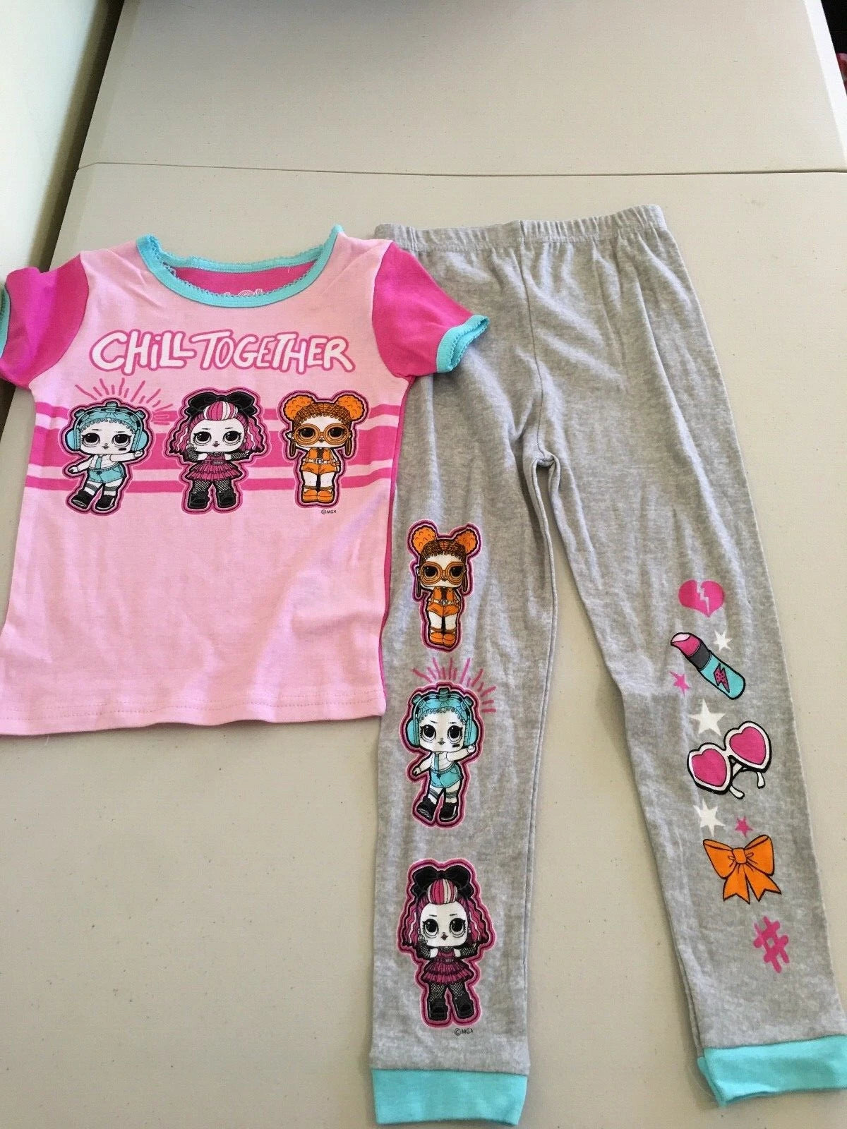 New L.O. L. Surprise! Soft Cotton Pajama Set Short Sleeve Pink Gray