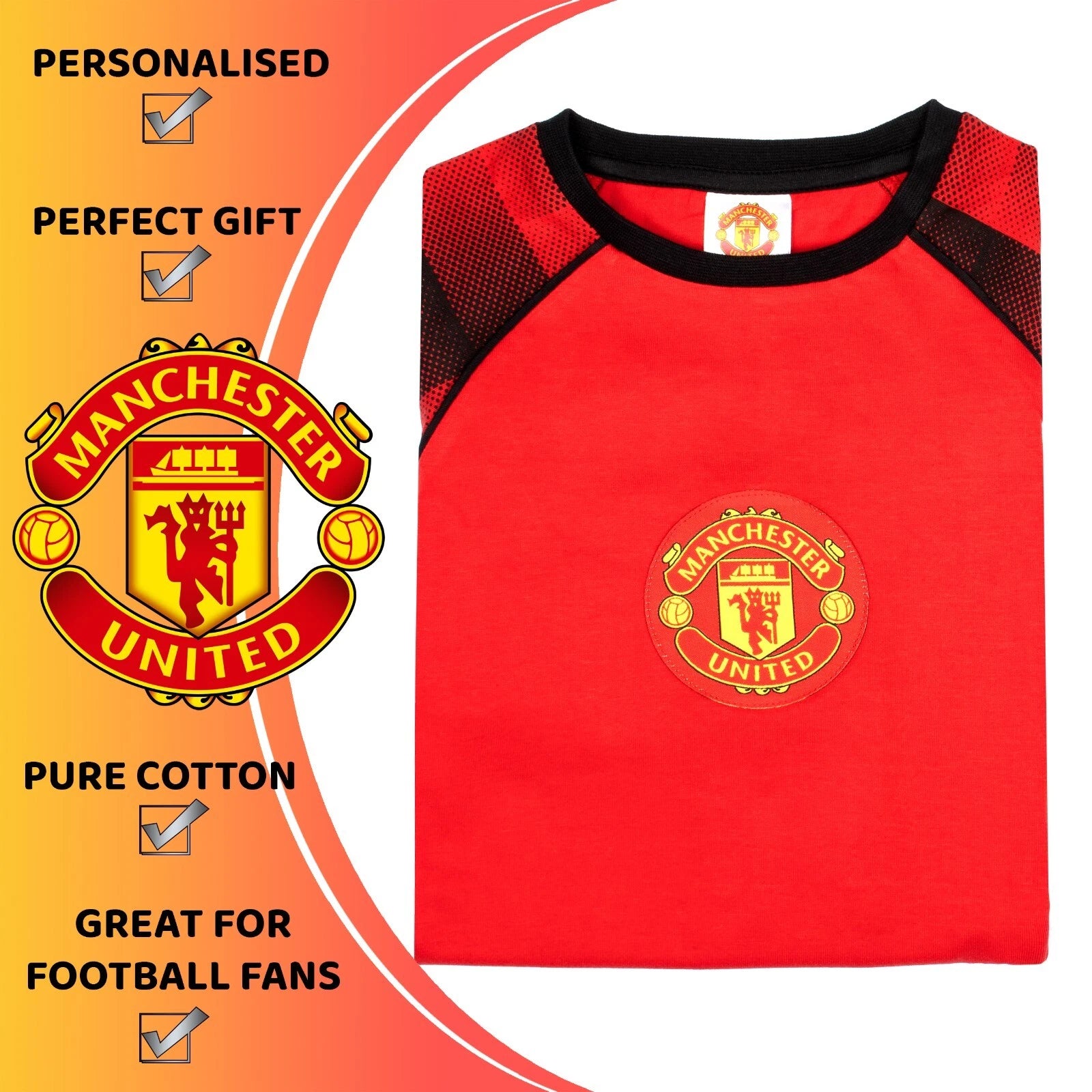 Manchester United Personalised Kids Pyjamas Long Sleeve PJ set for Boys Cotton