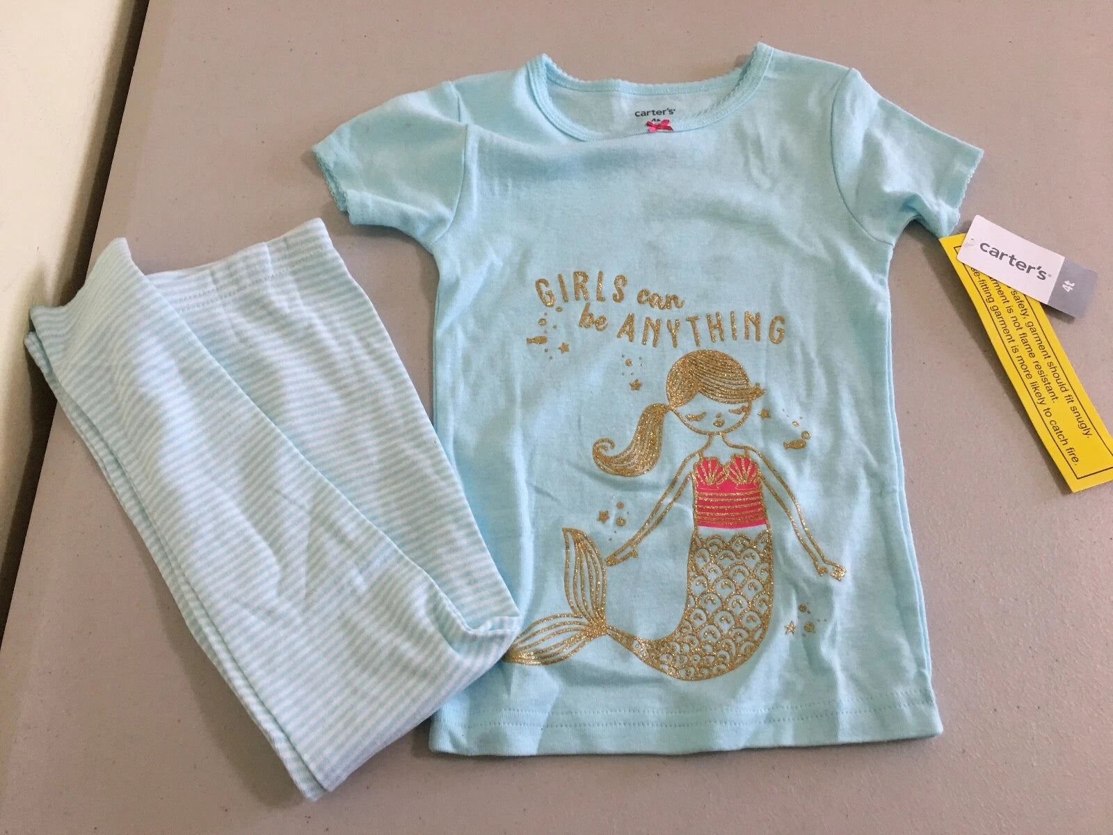New Carter's Girls Mermaid Pajama Set Blue Toddler 3T, 4T, 5T