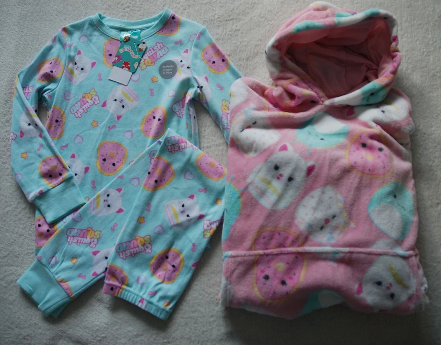 Squishmallows Kids Pyjamas & Snuggle Fleece Hoodie Set 3 Pieces Girls