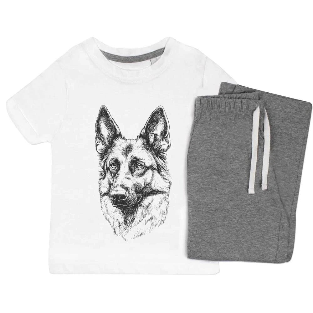 'German Shepherd Portrait' Kids Nightwear / Pyjama Set (KP053359)