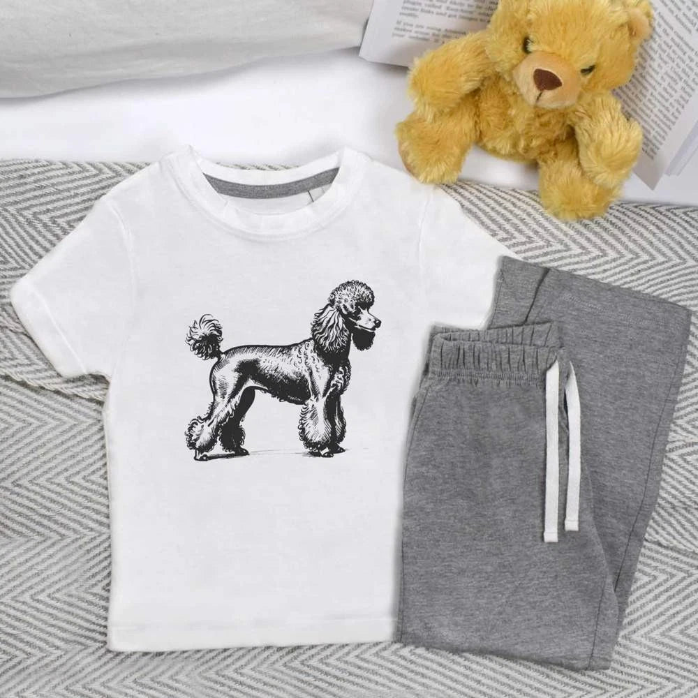 'Poodle On Show' Kids Nightwear / Pyjama Set (KP046205)