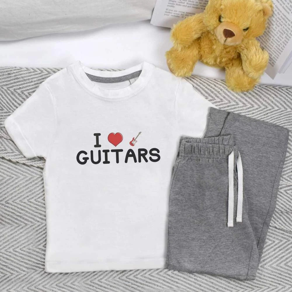 'I Love Guitars' Kids Nightwear / Pyjama Set (KP034296)