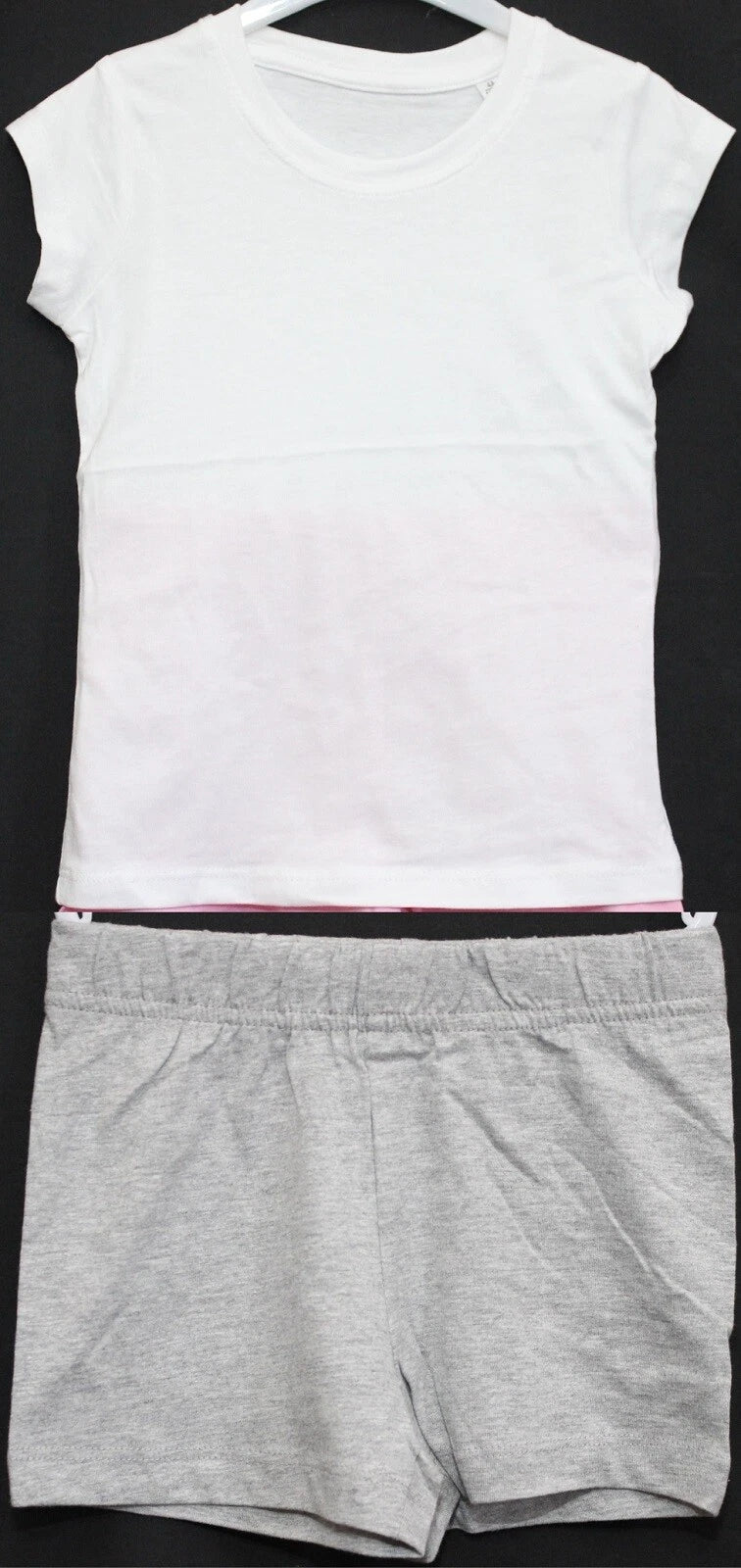 2 Pairs of Girls Plain Short Pyjamas /Mix & Match Shorty PJs in Sizes 3-10 years