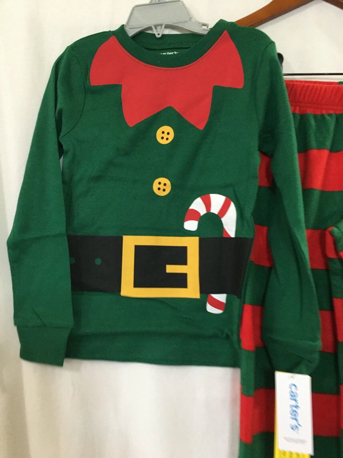 New Carter' Elf Cotton Fleece Pants Pajama Set 2 pc 6 Boy Girls Christmas