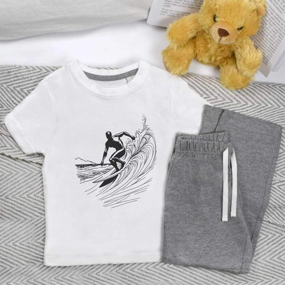 'Surfer Riding The Waves' Kids Nightwear / Pyjama Set (KP045120)
