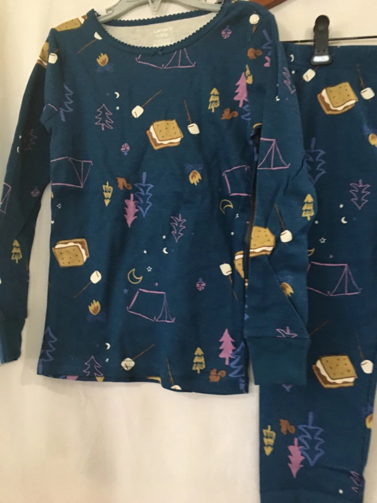 New Carter's Camping S'Mores Moon Stars Girls Pajama Set Snug fit Blue U pick