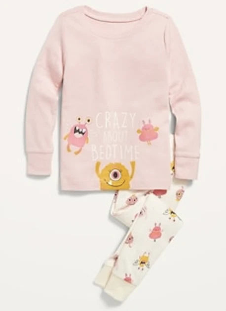 OLD NAVY MONSTERS PRINT TODDLER GIRL PAJAMA SET . NEW WITH TAG.
