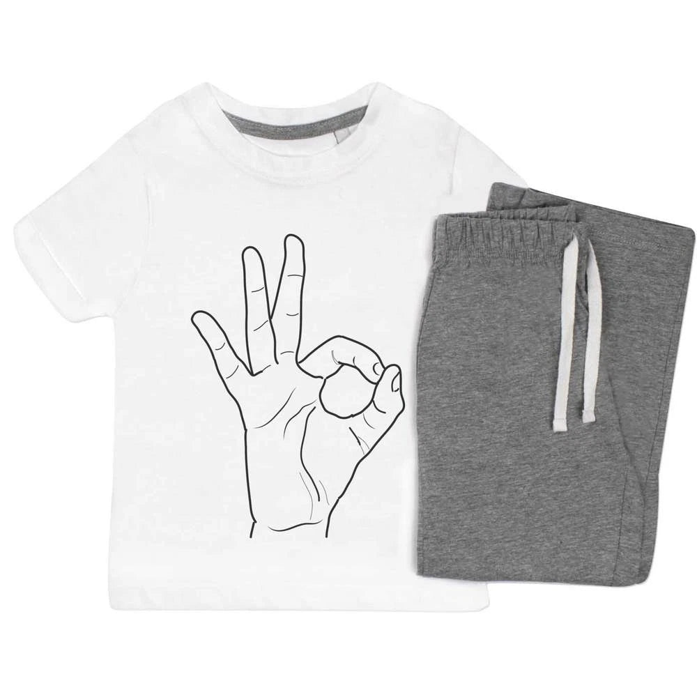 'Hand Sign Okay' Kids Nightwear / Pyjama Set (KP049836)