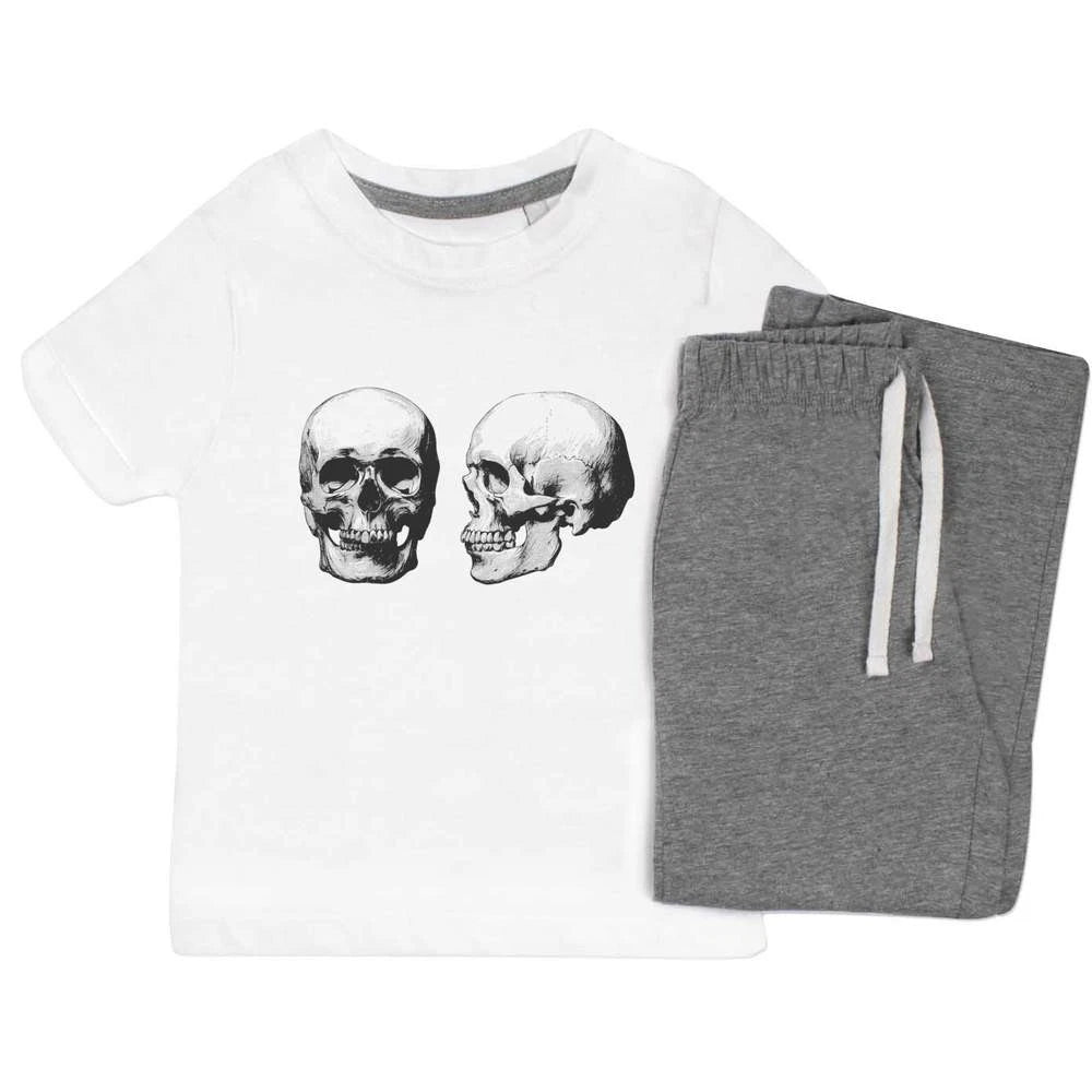 'Two Human Skulls' Kids Nightwear / Pyjama Set (KP053848)