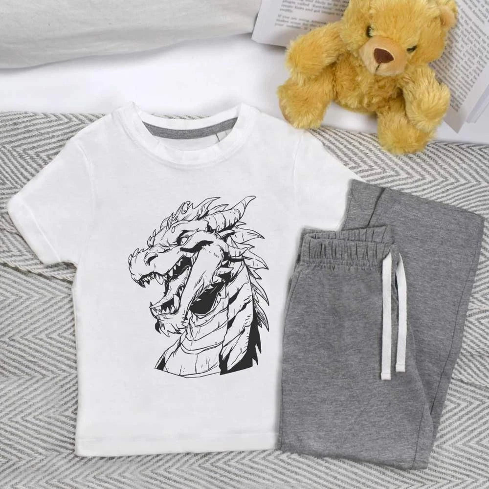 'Dragon Portrait' Kids Nightwear / Pyjama Set (KP053998)