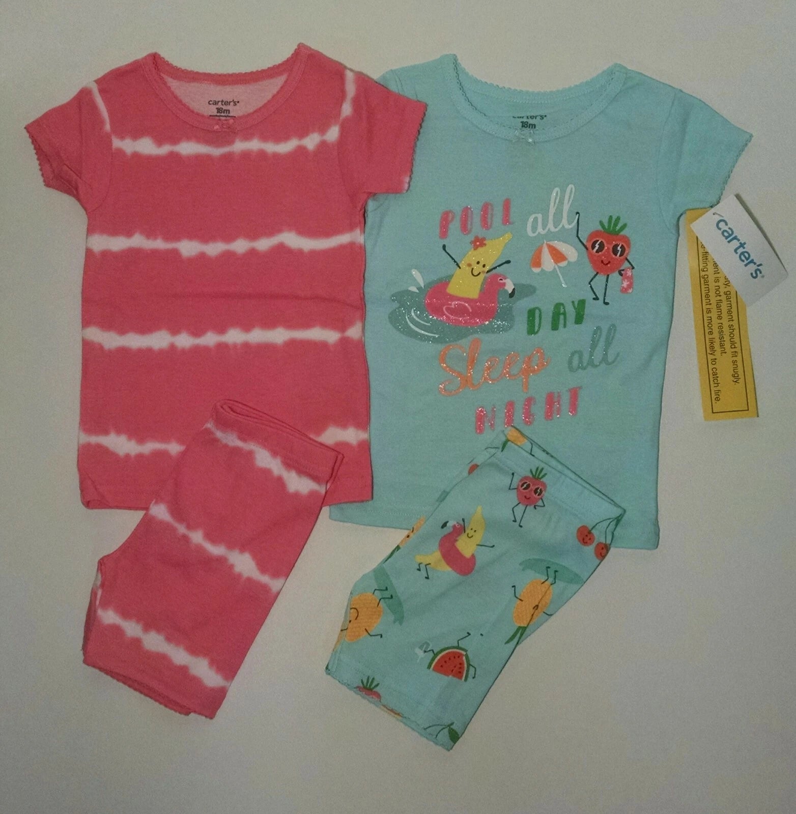 New! Baby Girl's Carter's 4pc Pajama Set Multiple Sizes (6M-24M)