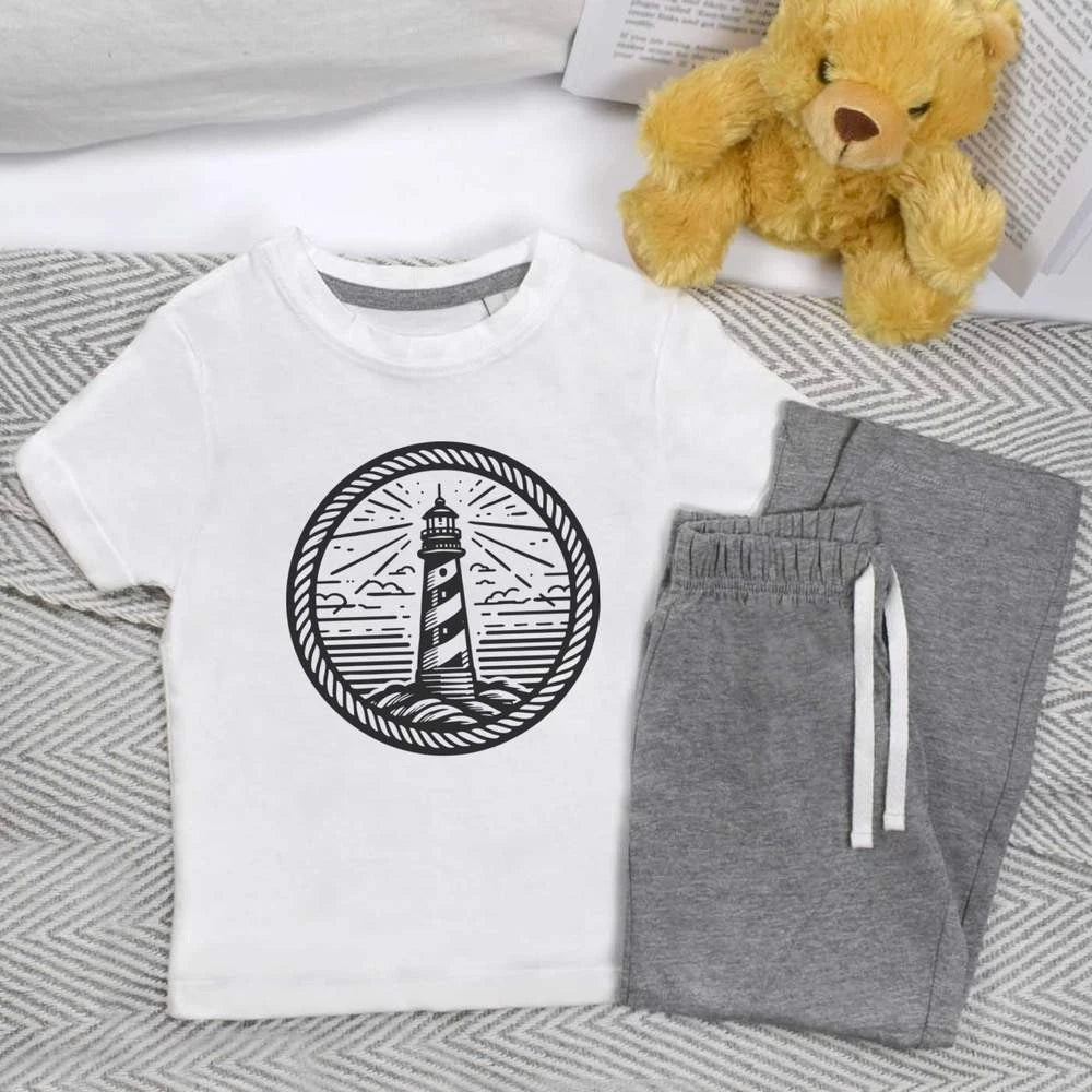 'Lighthouse And Rope' Kids Nightwear / Pyjama Set (KP047595)