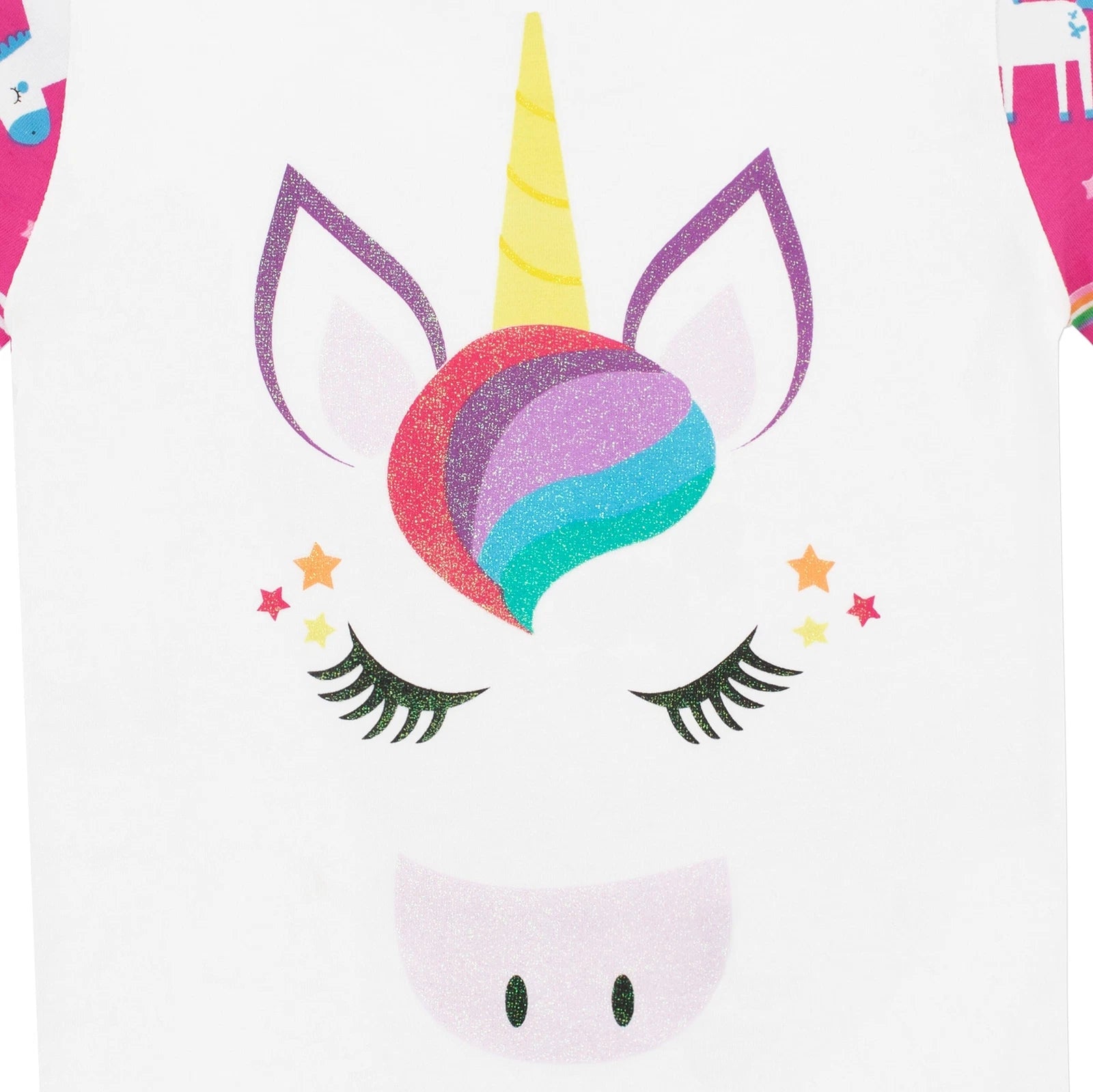 Rainbow Glitter Unicorn Pyjamas  5 6 7 8 9 10 11 12 Years PJs Nightwear Pink