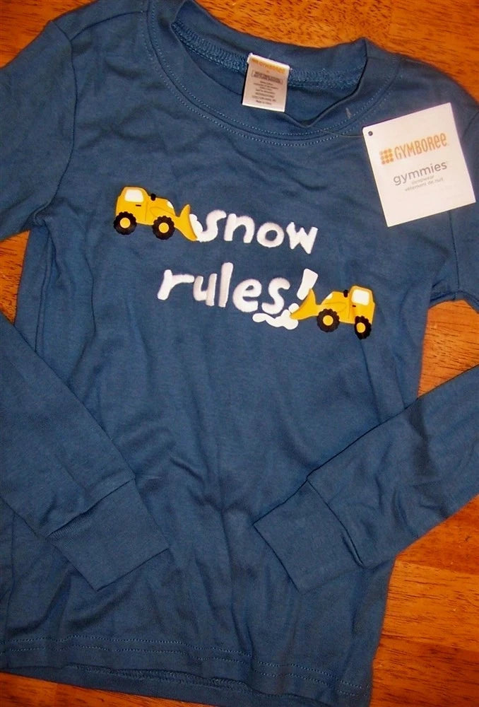 Pajama Set Blue Gymboree Snow Rules Gymmies Cotton Boy size 6 12 month New