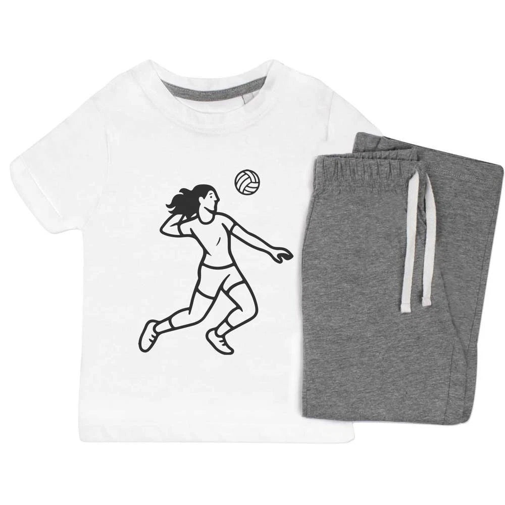 'Volleyball Player Action' Kids Nightwear / Pyjama Set (KP055366)