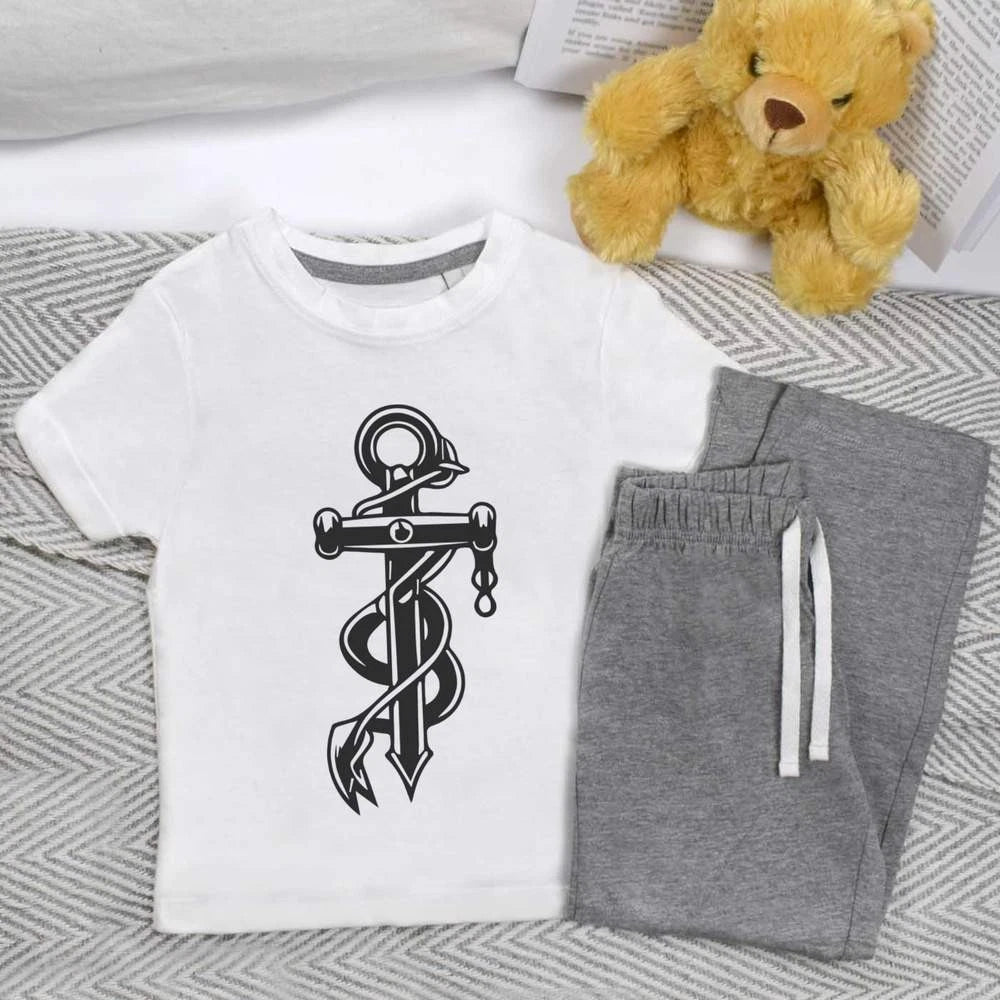 'Sailor's Anchor Cross' Kids Nightwear / Pyjama Set (KP047735)