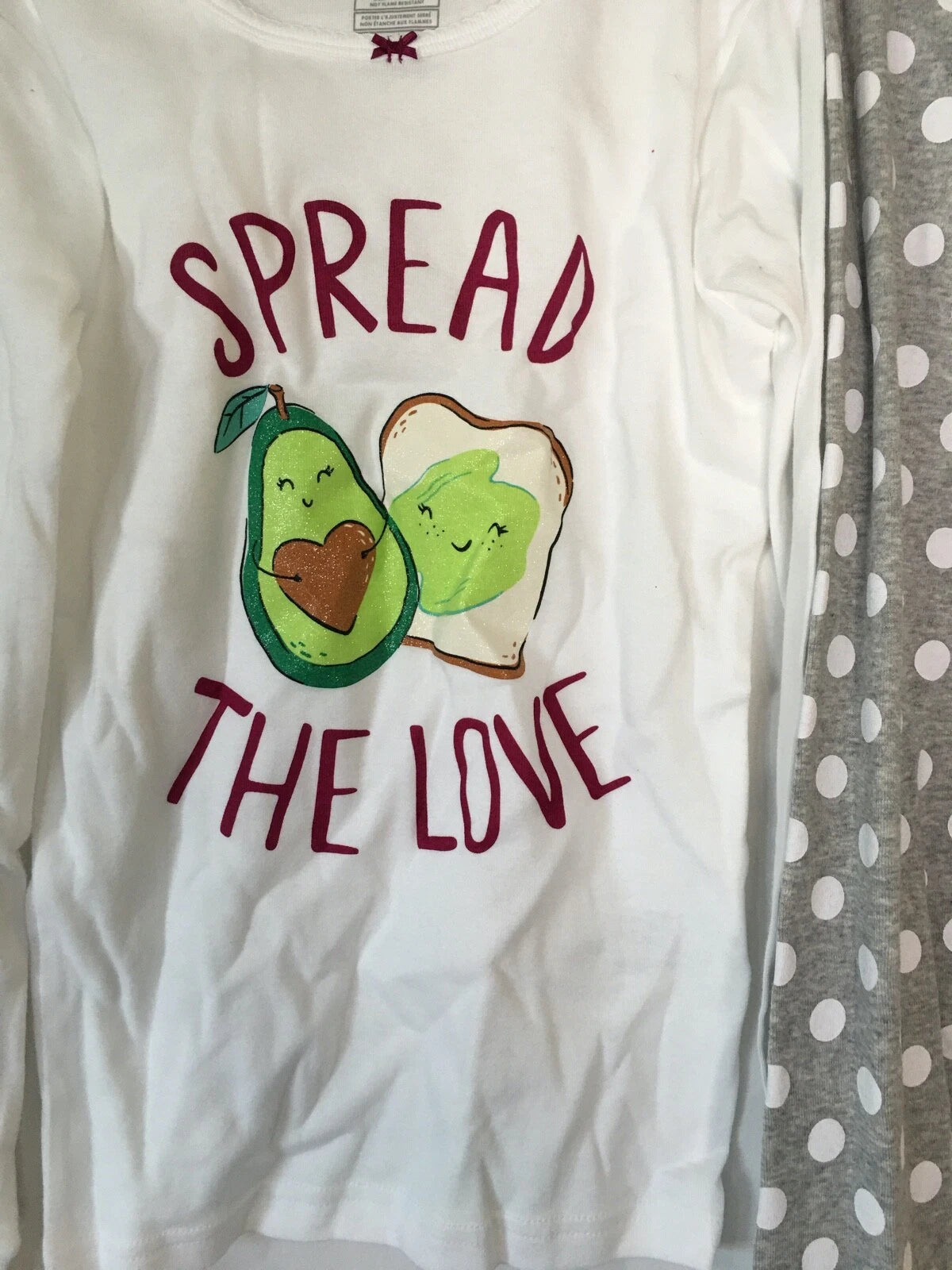 New Carter's Avocado Girls Long sleeve Pajama Set Snug fit White Gray Many Sizes