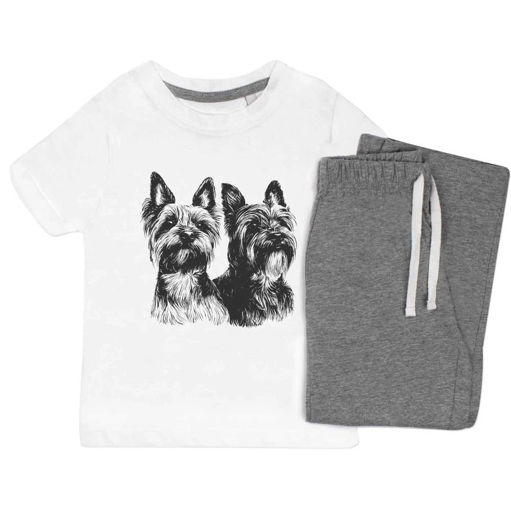 'Two Yorkshire Terriers Portrait' Kids Nightwear / Pyjama Set (KP053101)