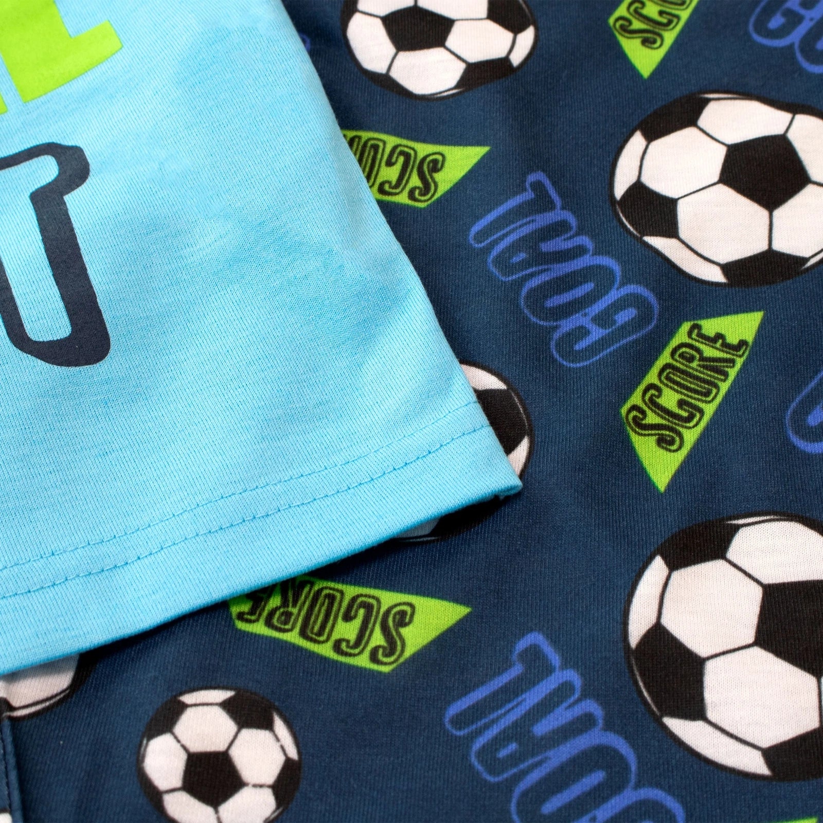 Eat Sleep Football Repeat Pyjamas Kids Boys Teens 12 13 Years PJs Blue Green