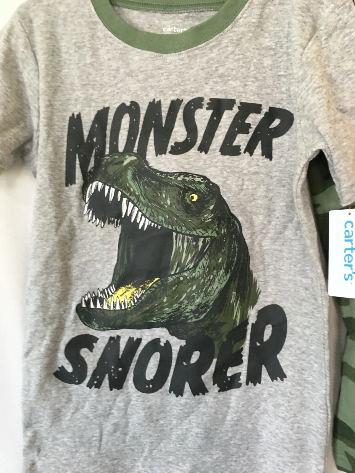 New Carter's Boys Dinosaur Pajama set Snug Fit Shorts Green many sizes