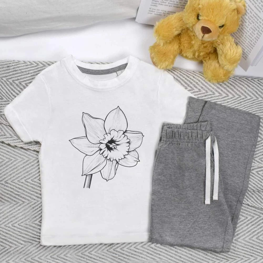 'Welsh Daffodil' Kids Nightwear / Pyjama Set (KP048930)