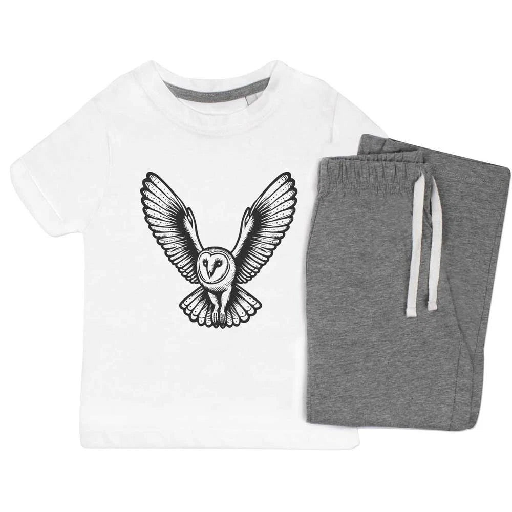 'Flying Barn Owl' Kids Nightwear / Pyjama Set (KP048329)