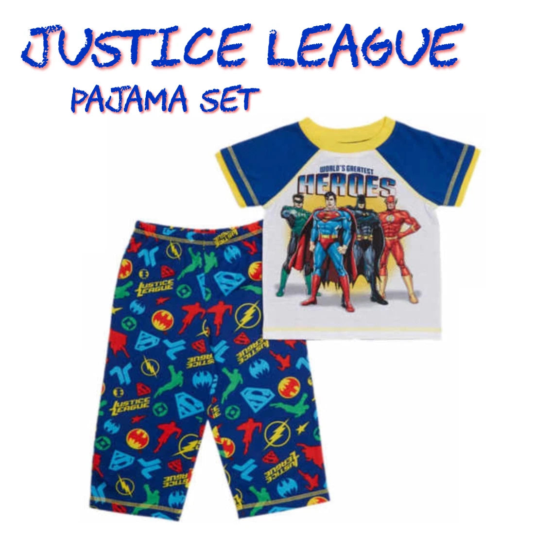NWT Children's 2 Piece Comic Book Super Hero Pajama Set - Batman, Superman