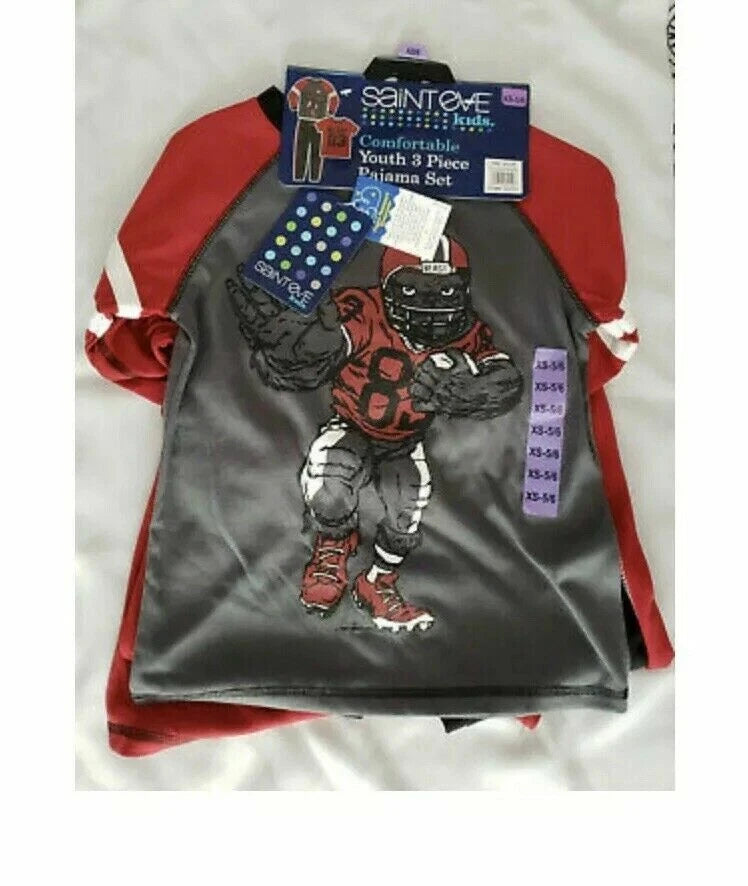 NWT Saint Eve 3-piece Football Pajama set