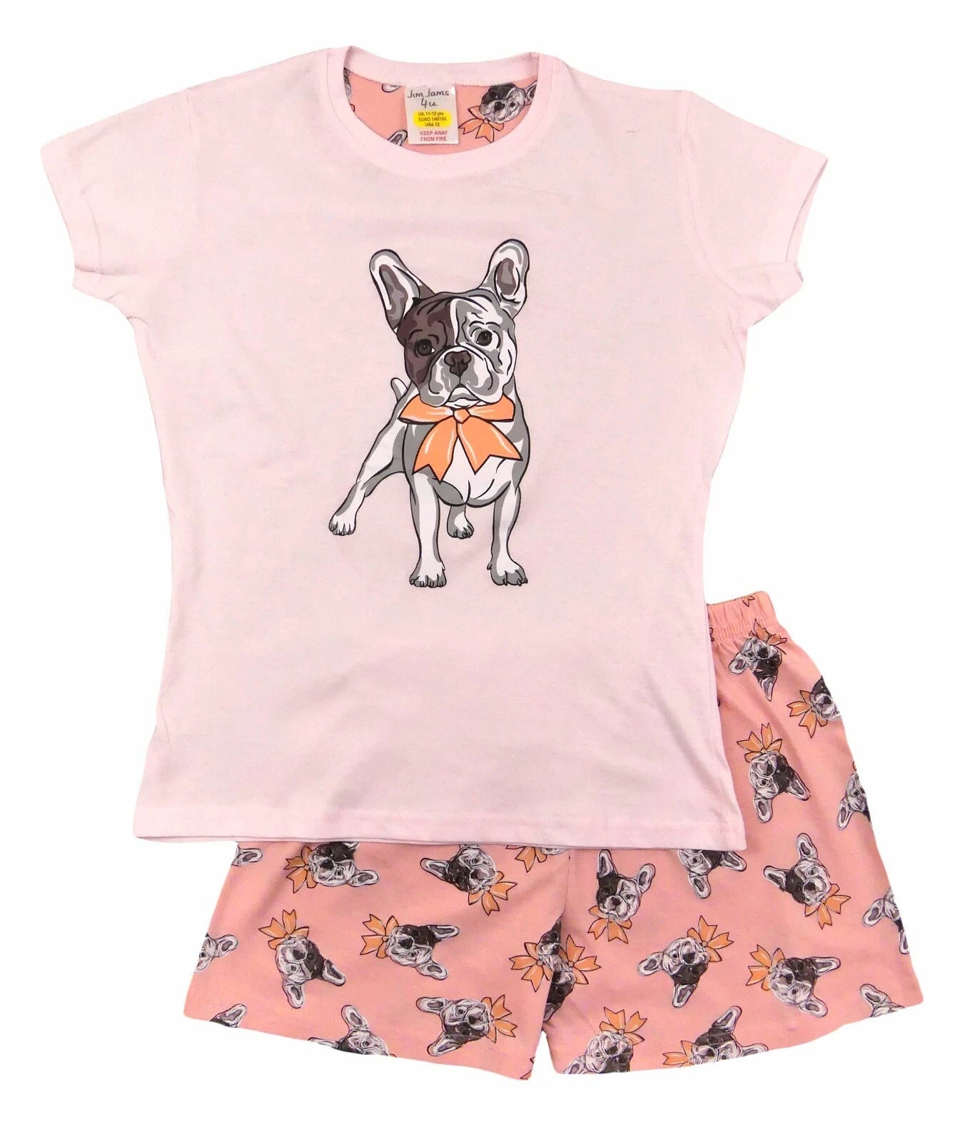 Girls Short Bulldog Pyjamas 3-8 Years 100% Cotton