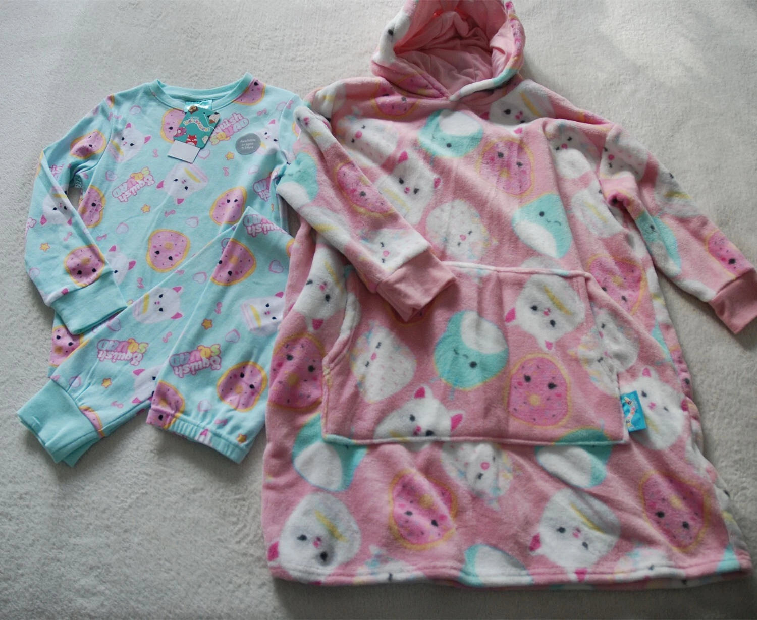 Squishmallows Kids Pyjamas & Snuggle Fleece Hoodie Set 3 Pieces Girls