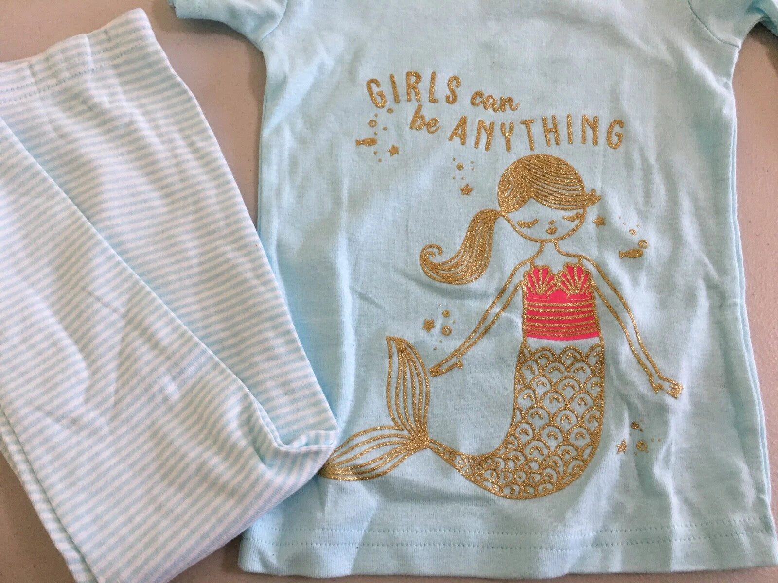 New Carter's Girls Mermaid Pajama Set Blue Toddler 3T, 4T, 5T