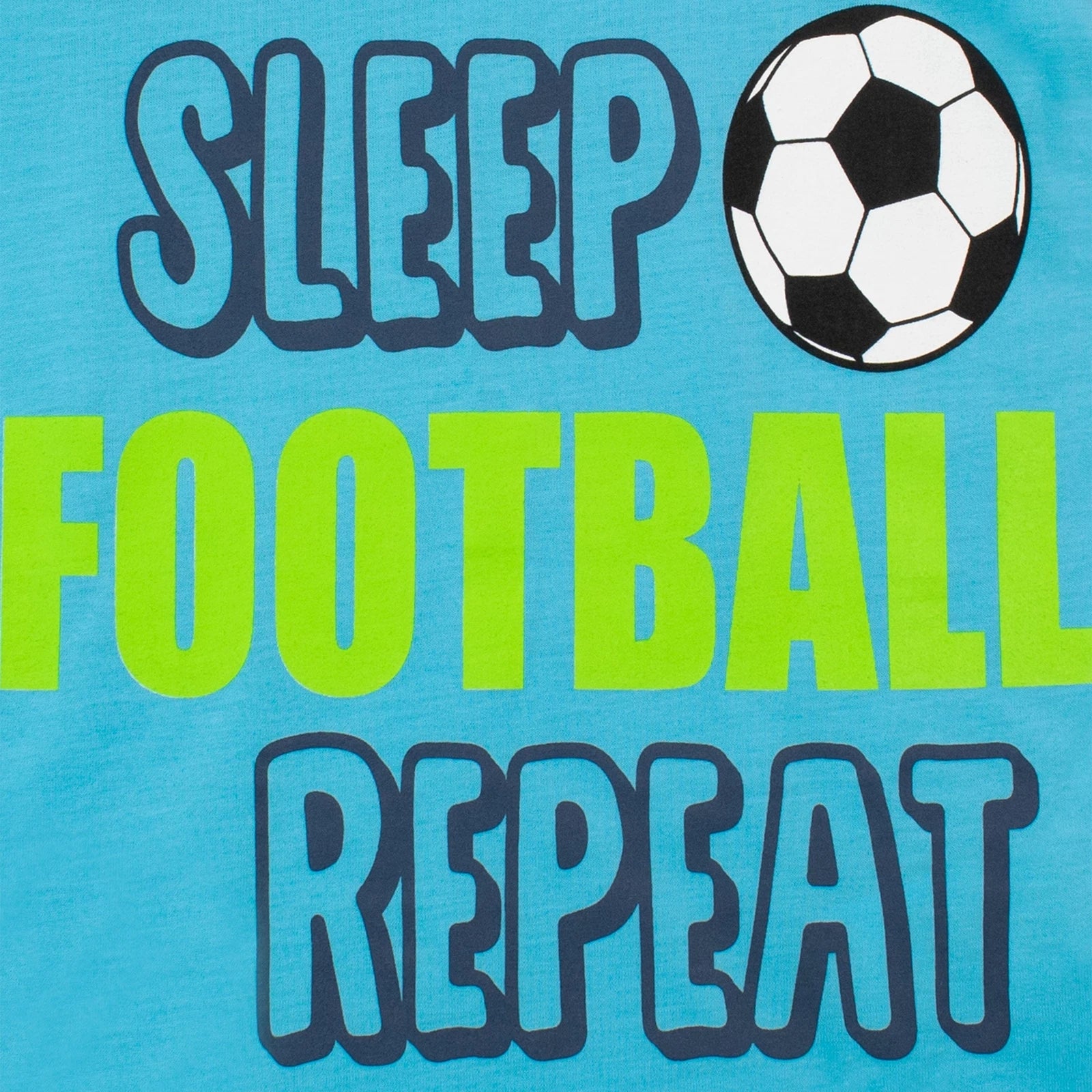 Eat Sleep Football Repeat Pyjamas Kids Boys Teens 12 13 Years PJs Blue Green