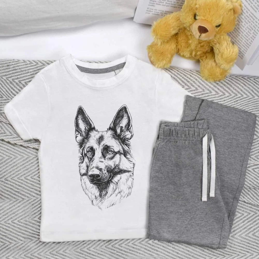 'German Shepherd Portrait' Kids Nightwear / Pyjama Set (KP053359)