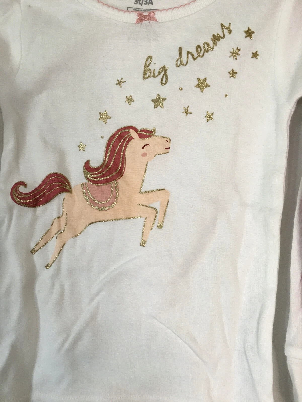 New Carter's Girls Horse Pajama 2pc Set Snug fit Long Sleeve Long Pants Toddler