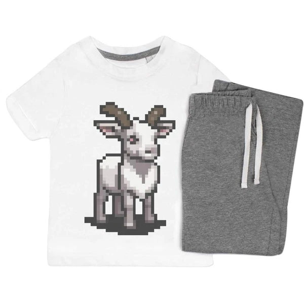 'Pixel Art Goat' Kids Nightwear / Pyjama Set (KP043956)