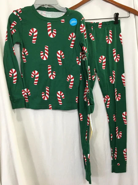 NWT Carter's Candy Cane Pajamas Set kids Cotton Christmas Green  Many Sizes